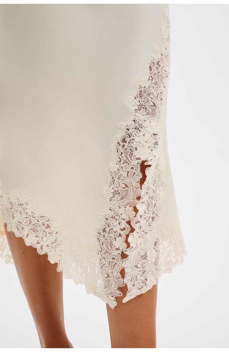 Malina Heylin Asymmetric Lace Hem Midi Skirt, Alternate, color, Pearl