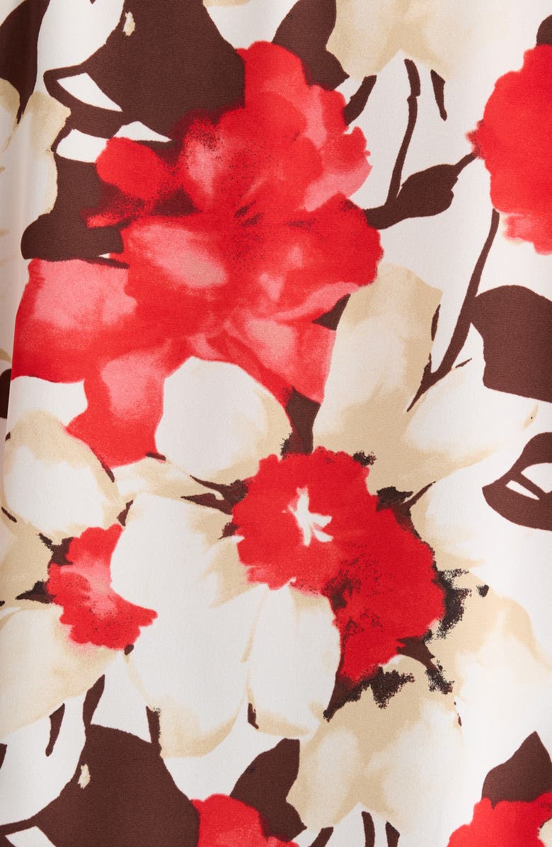 Anne Klein Floral Print Flutter Sleeve Top, Alternate, color, White Dove Multi