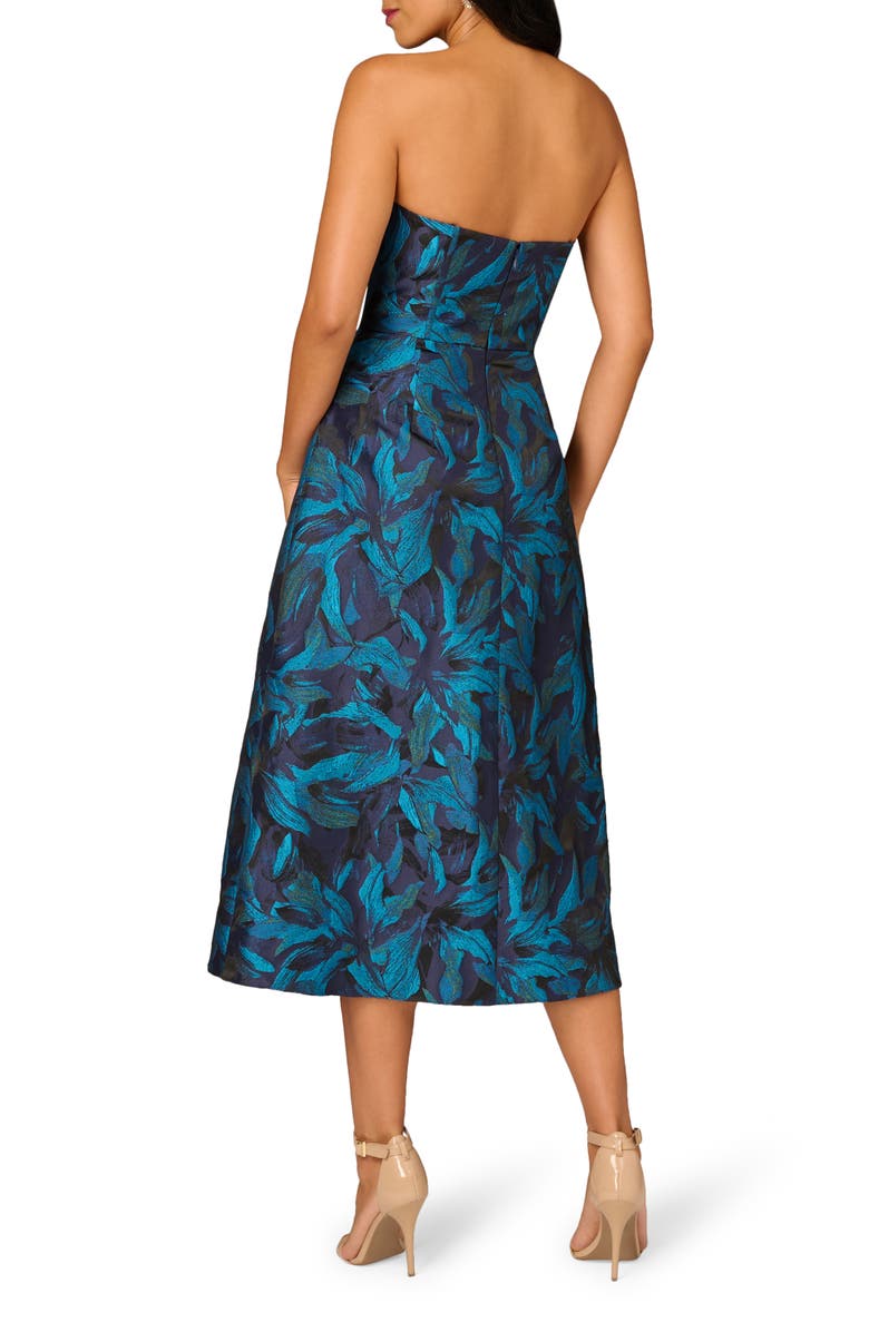 Aidan Mattox by Adrianna Papell Floral Jacquard Strapless Cocktail Dress, Alternate, color, 