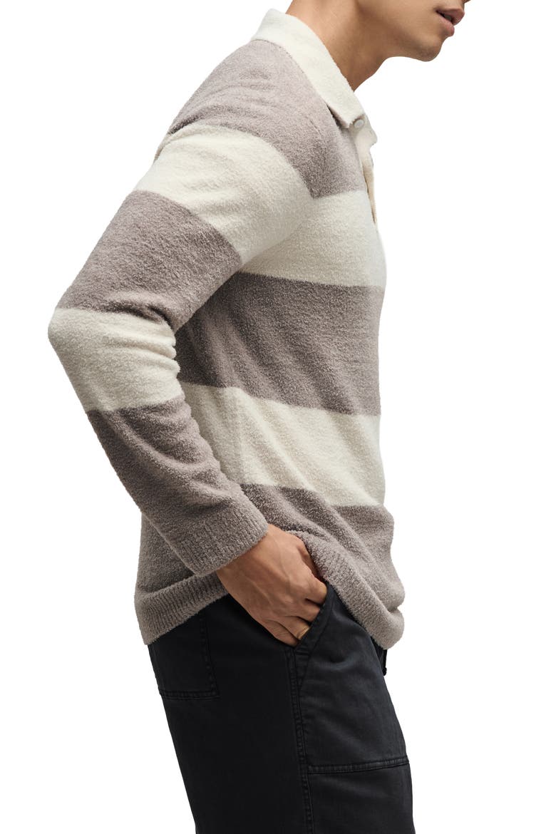 CozyChic® Lite Rugby Pajama Polo Sweater, Alternate, color, GRAY SKIES/ MOONLIGHT