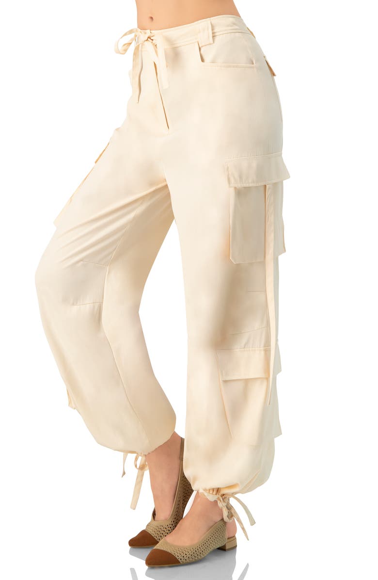 IVONNE Solid Cargo Pants with Straps, Alternate, color, Sand