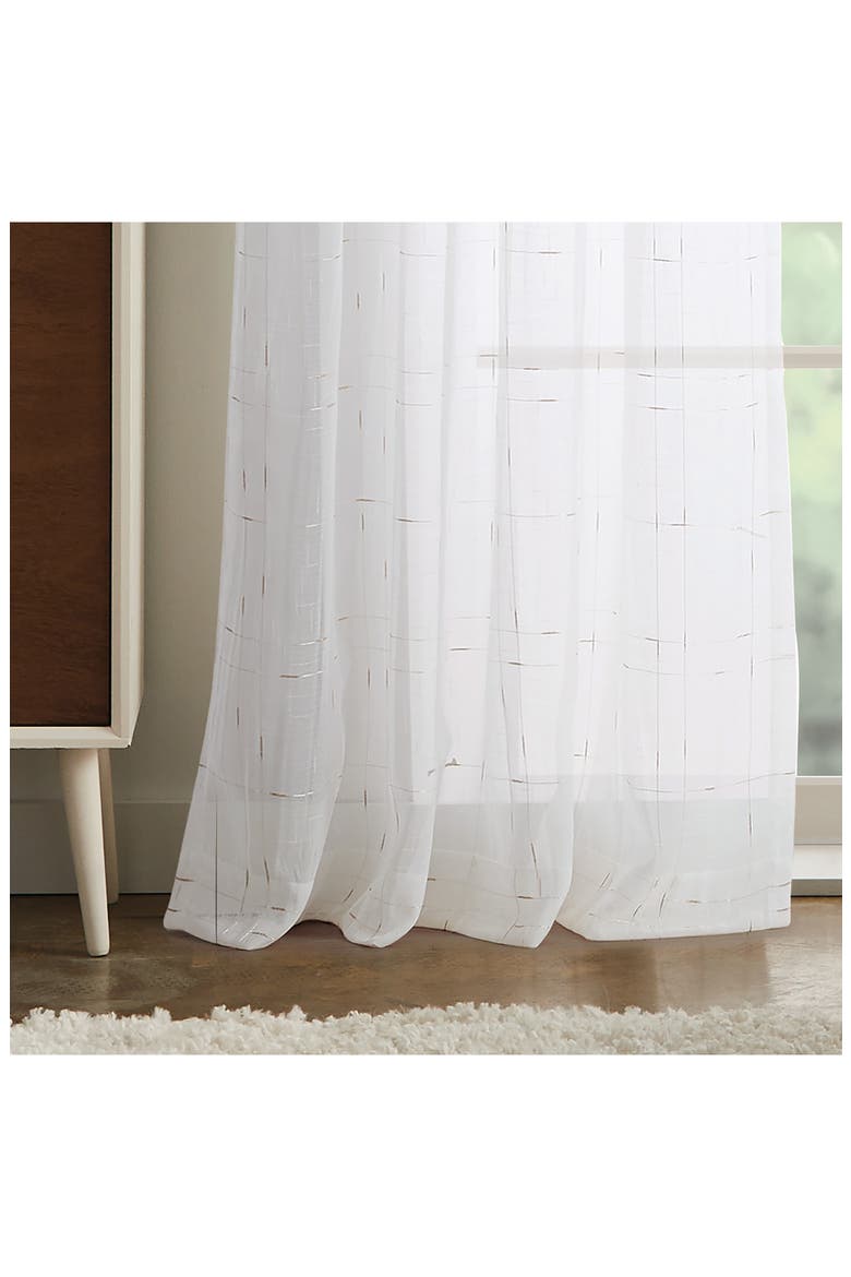 Metallic Grid Set of 2 Curtain Panels, Alternate, color, WHITE/ GOLD