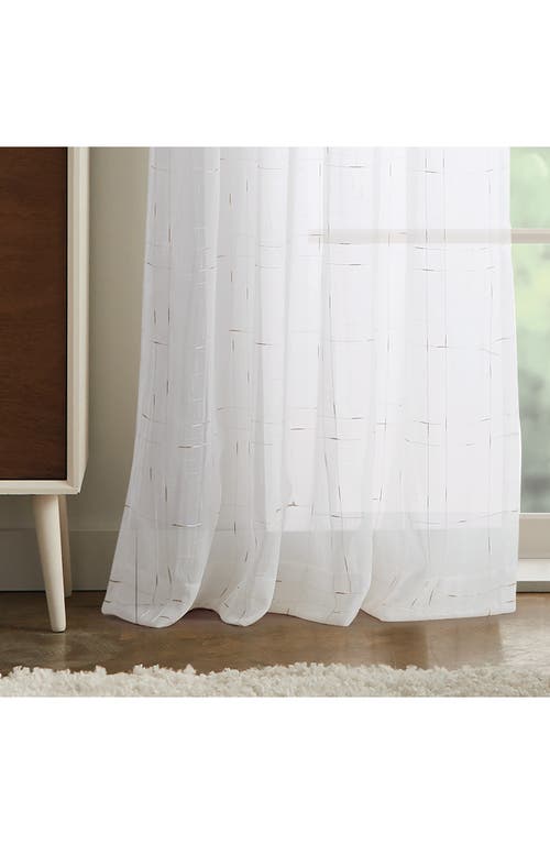 Dkny Metallic Grid Set Of 2 Curtain Panels In White/gold