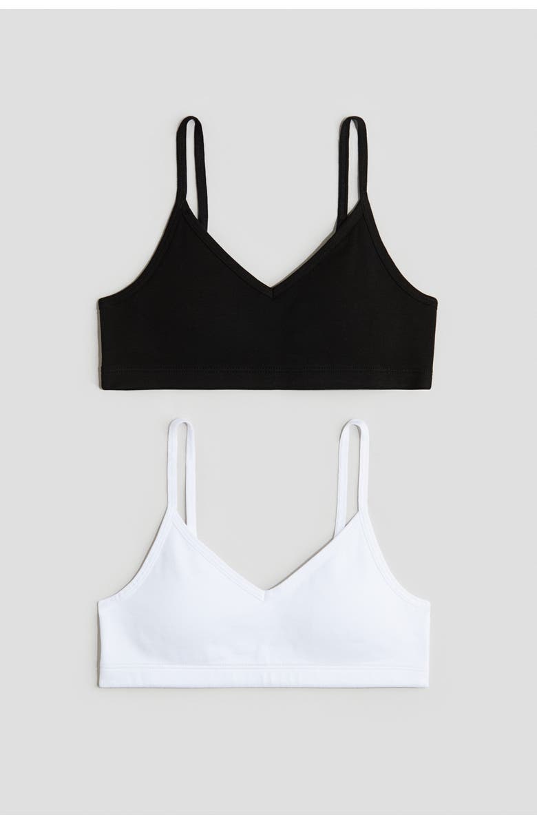 H&M 2-pack Padded Crop Tops, Main, color, Black/White