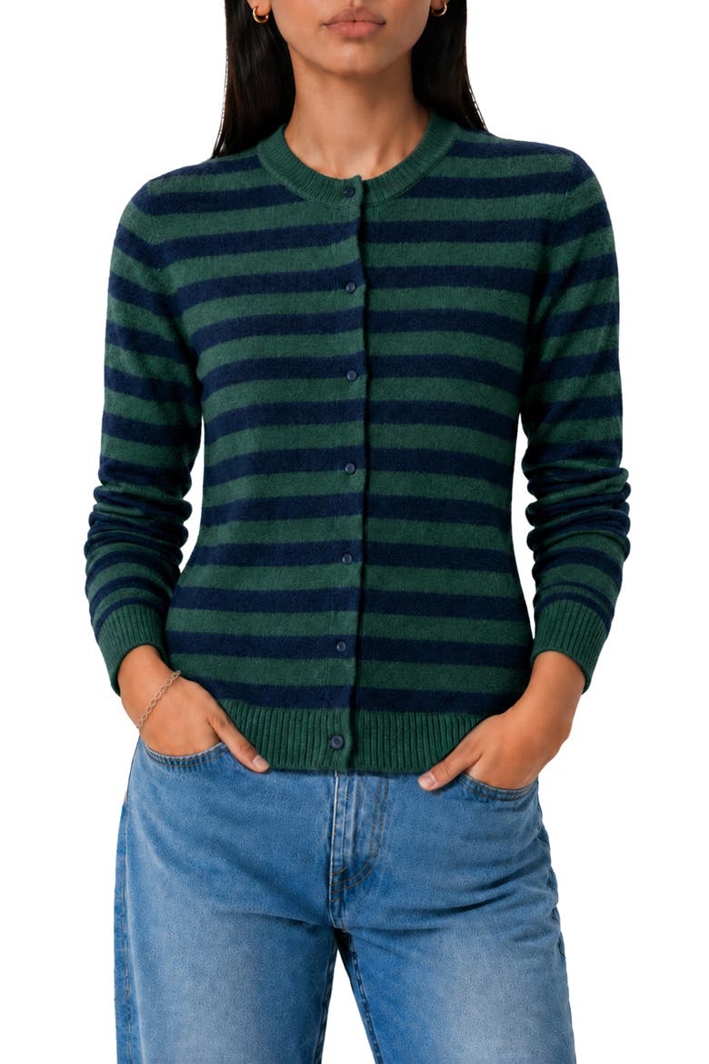 Blair Stripe Cardigan, Main, color, EMERALD GREEN STRIPE