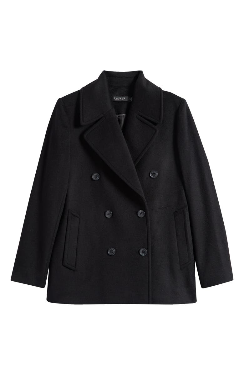 Lauren Ralph Lauren Wool Double Breasted Jacket, Alternate, color, Black