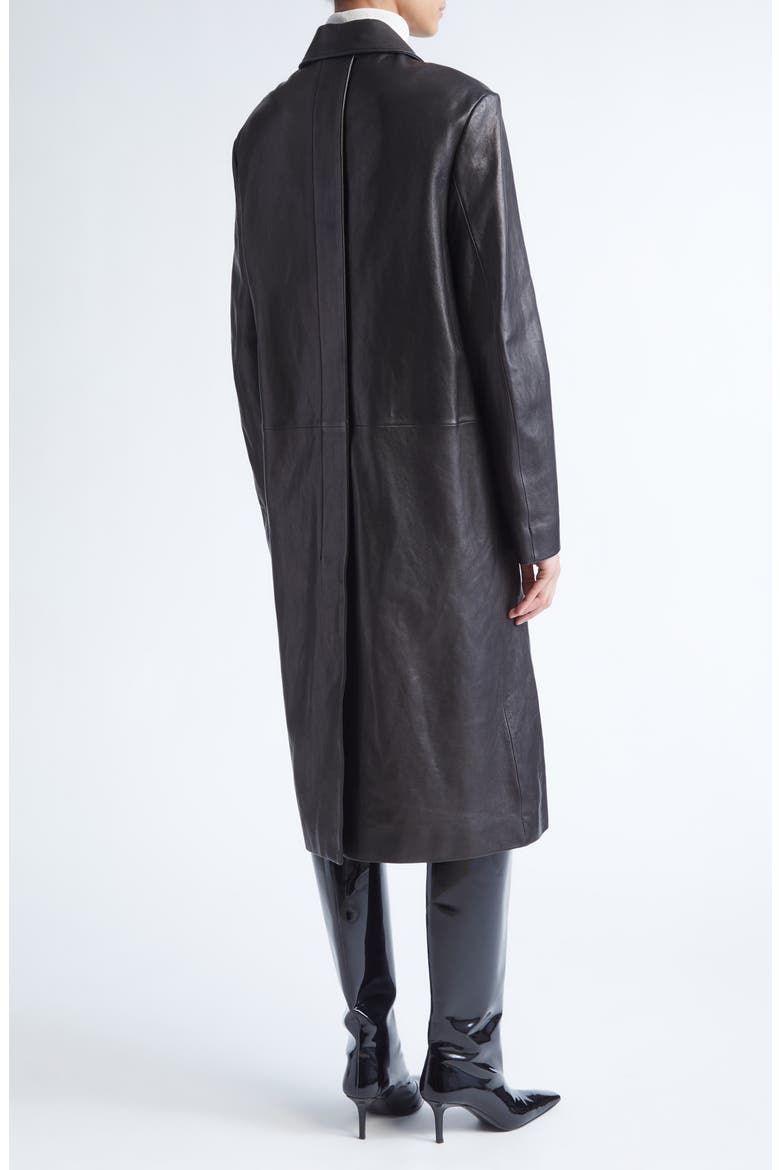Nissi Leather Coat, Alternate, color, BLACK
