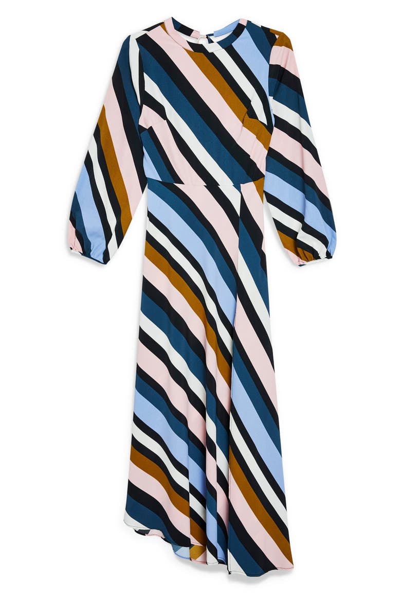 Open Back Midi Dress, Alternate, color, BLUE MULTI