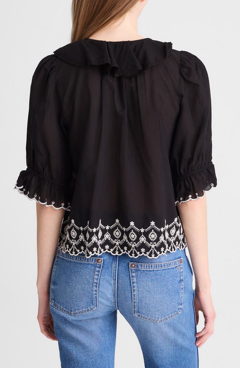 Madewell Ruffle Puff Sleeve Top, Alternate, color, Jet Black