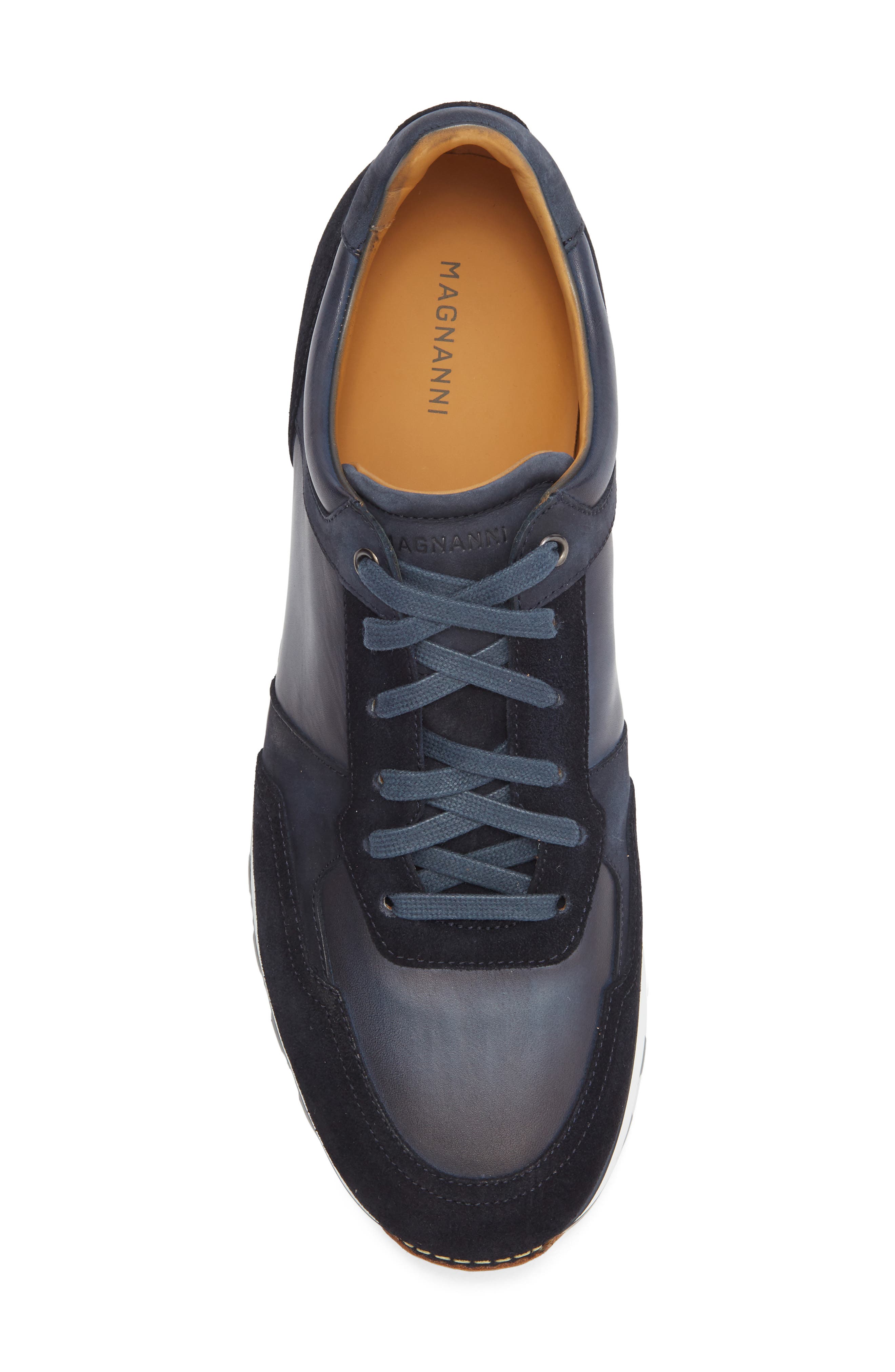 Magnanni Mixed Media Sneaker, Alternate, color, Navy