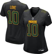 Nike Women's Nike Jordan Love Black Green Bay Packers Fashion Game Jersey