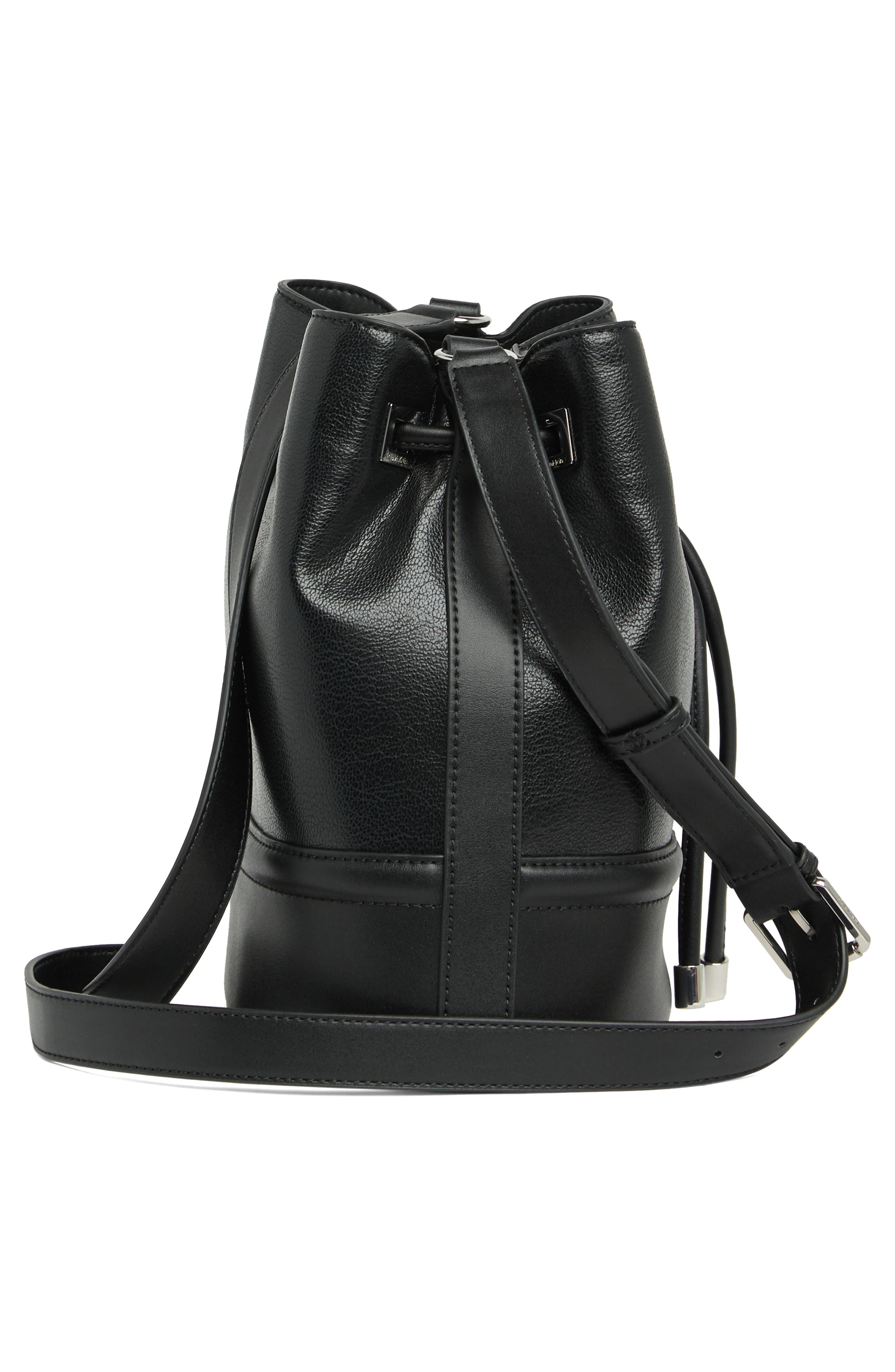 Ash Bucket Bag, Alternate, color, BLACK/ SILVER
