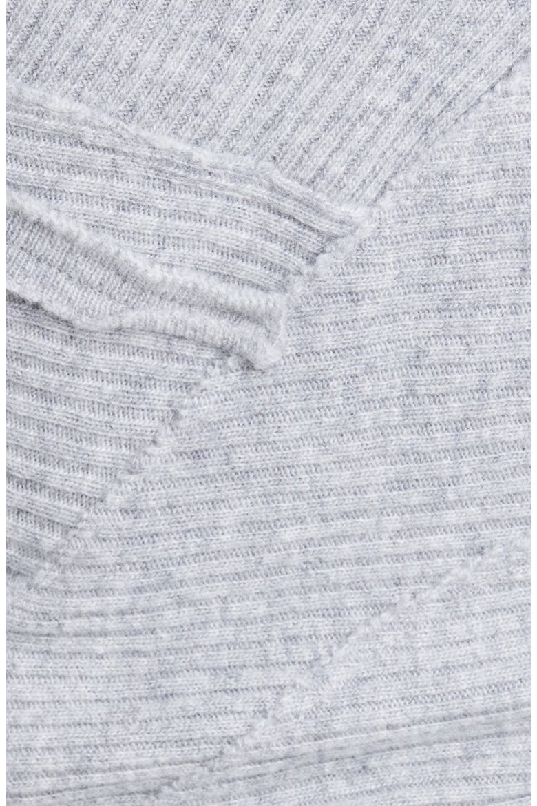 Patched Off the Shoulder Virgin Wool Sweater, Alternate, color, HEATHER GREY
