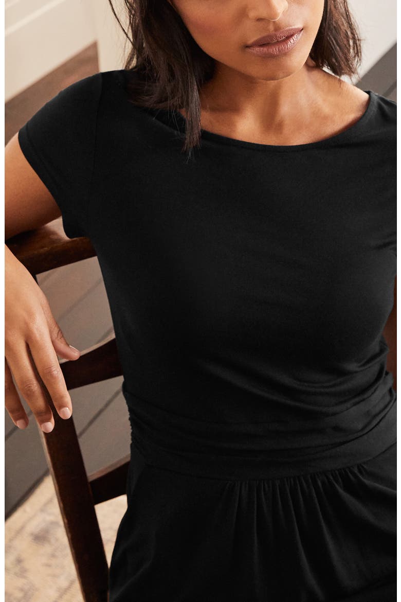 Amelie Print Jersey Dress, Alternate, color, BLACK