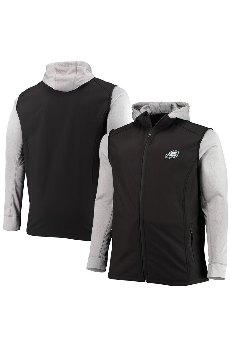 Men's Dunbrooke Black/Gray Philadelphia Eagles Big & Tall Alpha Full-Zip Hoodie Jacket, Main, color, Black