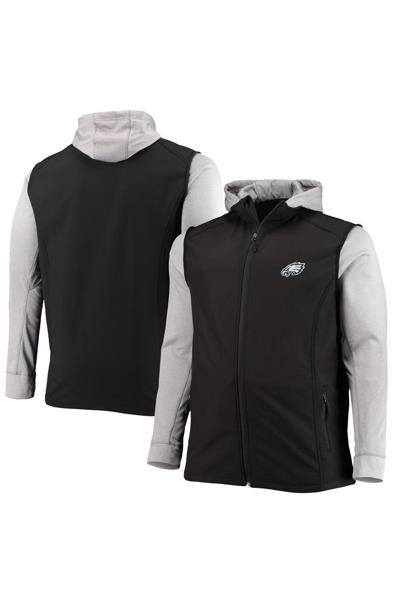 DUNBROOKE Men's Dunbrooke Black/Gray Philadelphia Eagles Big & Tall Alpha Full-Zip Hoodie Jacket, Main, color, 