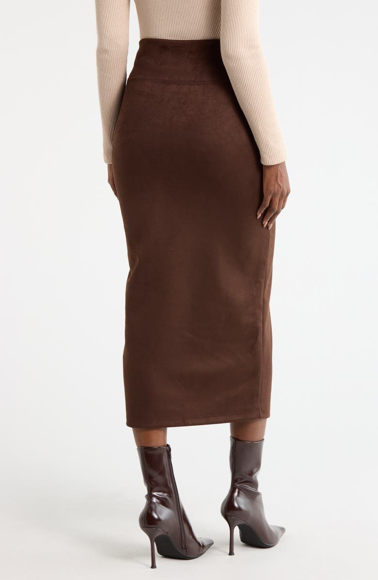 Renee C Faux Suede Midi Skirt, Alternate, color, Chocolate