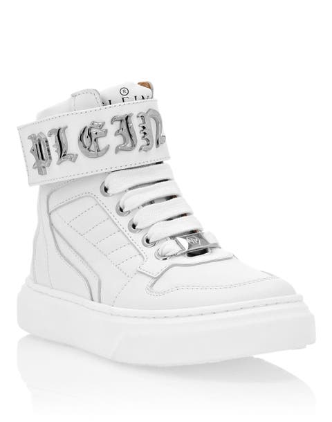 Leather Hi-Top Sneakers Gothic Plein Boy