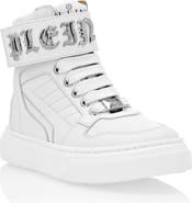 PHILIPP PLEIN Leather Hi-Top Sneakers Gothic Plein Boy