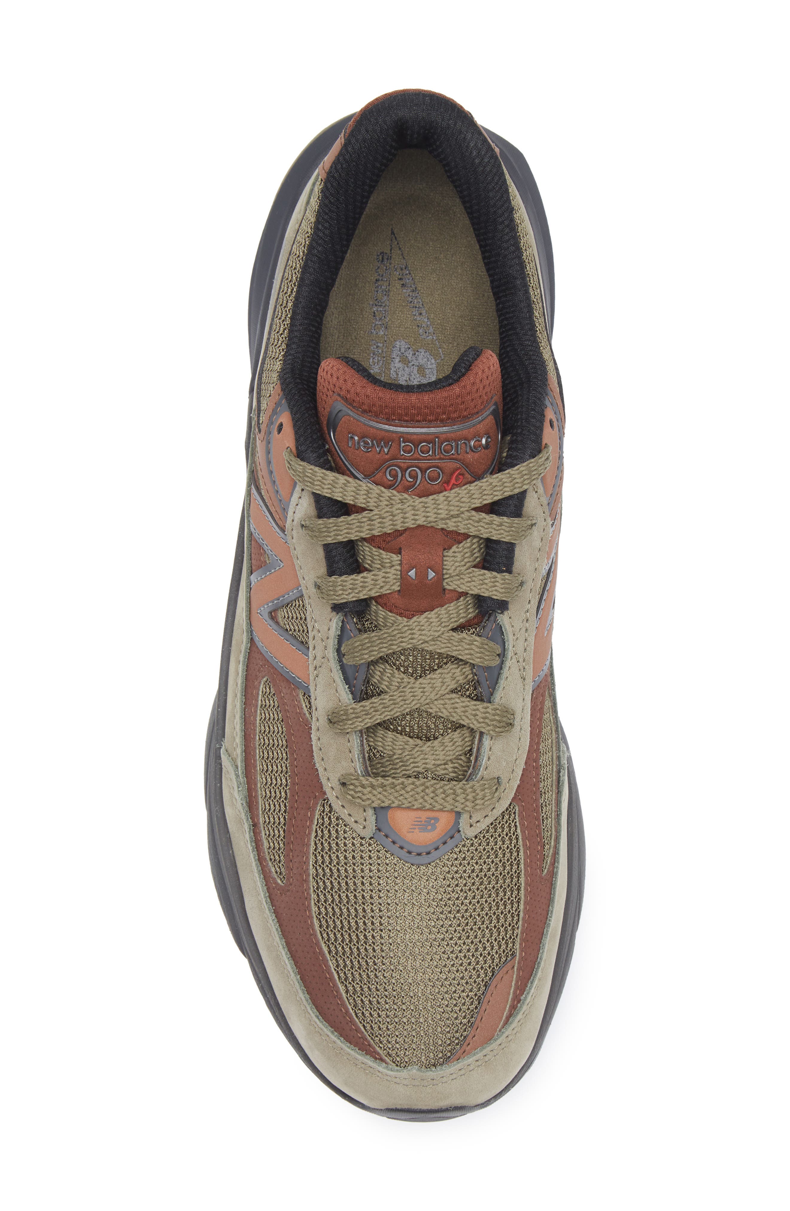 New Balance Made in USA 990 v6 Running Shoe, Alternate, color, Dark Camo/ Rich Oak