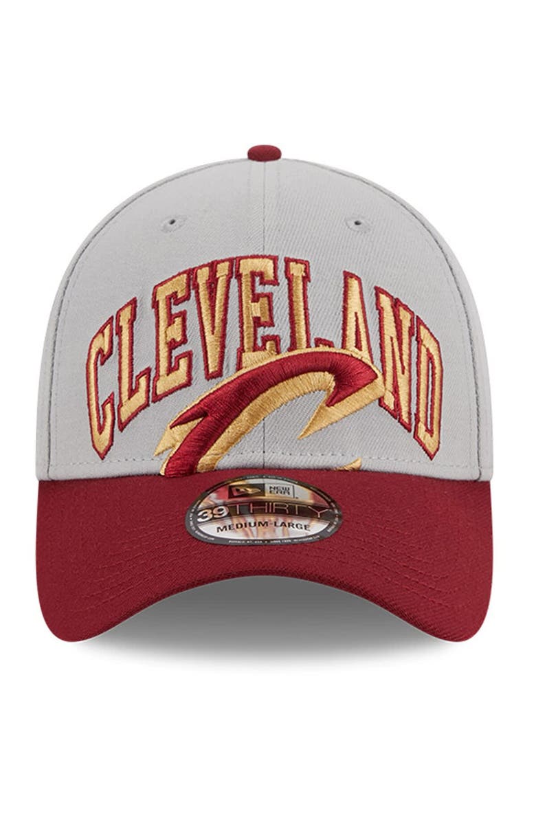 New Era Men's New Era Gray/Wine Cleveland Cavaliers Tip-Off Two-Tone 39THIRTY Flex Hat, Alternate, color,