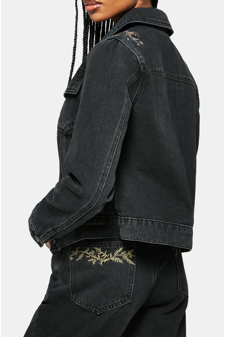 Abellona Embroidered Denim Jacket, Alternate, color, Black