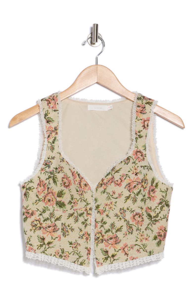 Lush Tapestry Corset Top, Alternate, color, Taupe Multi