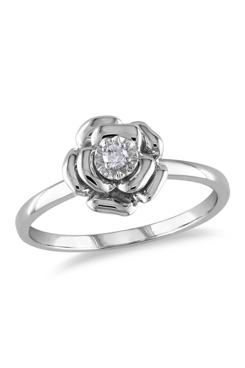 Diamond Flower Ring - 0.05 ctw, Main, color, ROSE