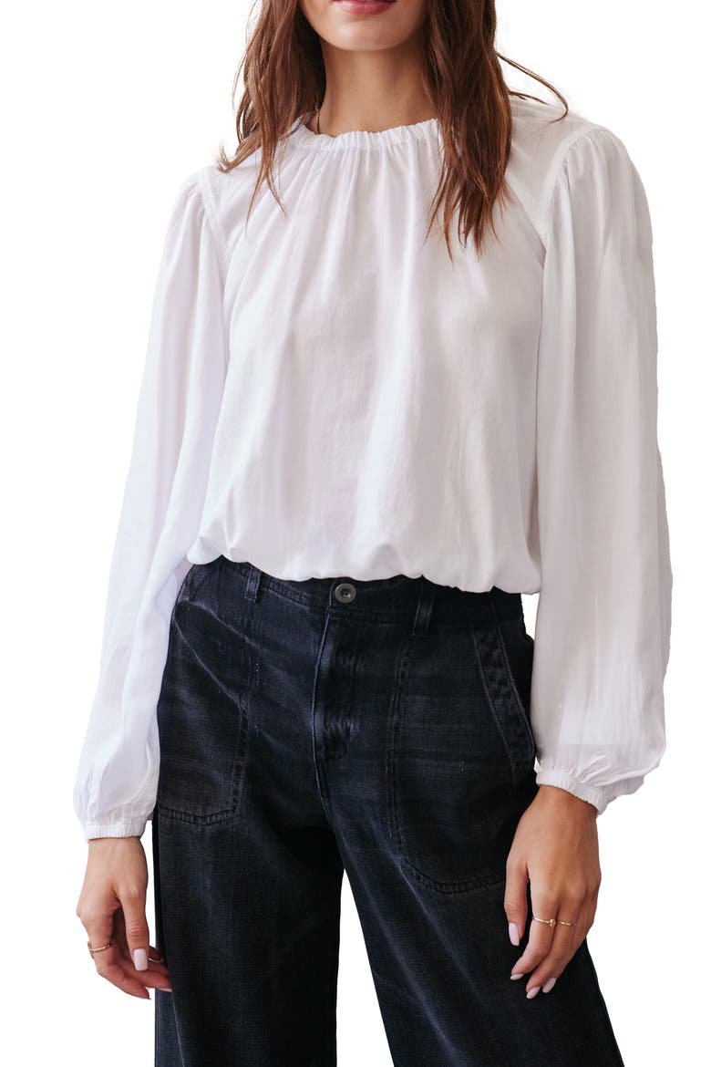Shirred Neck Top, Main, color, WHITE