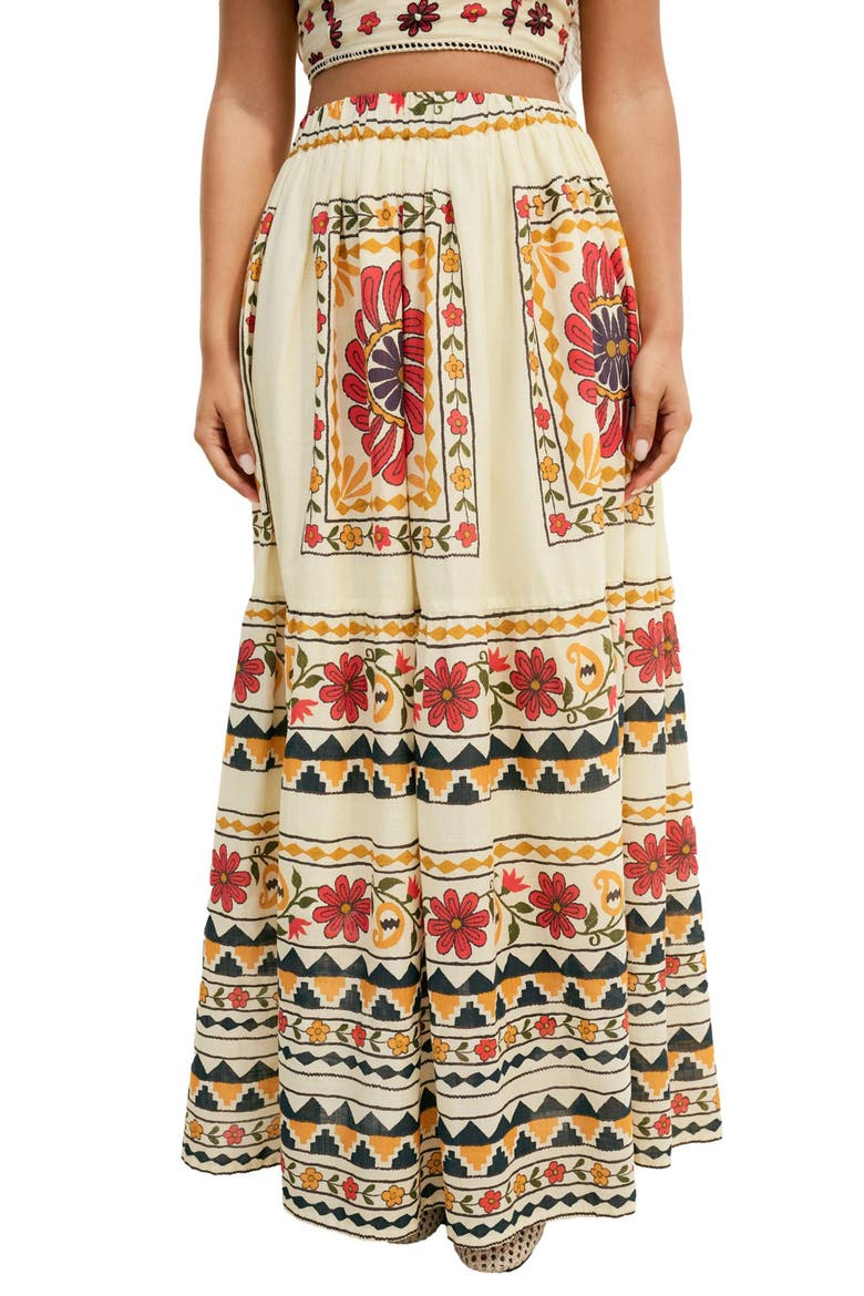 Floral Cotton Maxi Skirt, Main, color, NEUTRAL MULTI