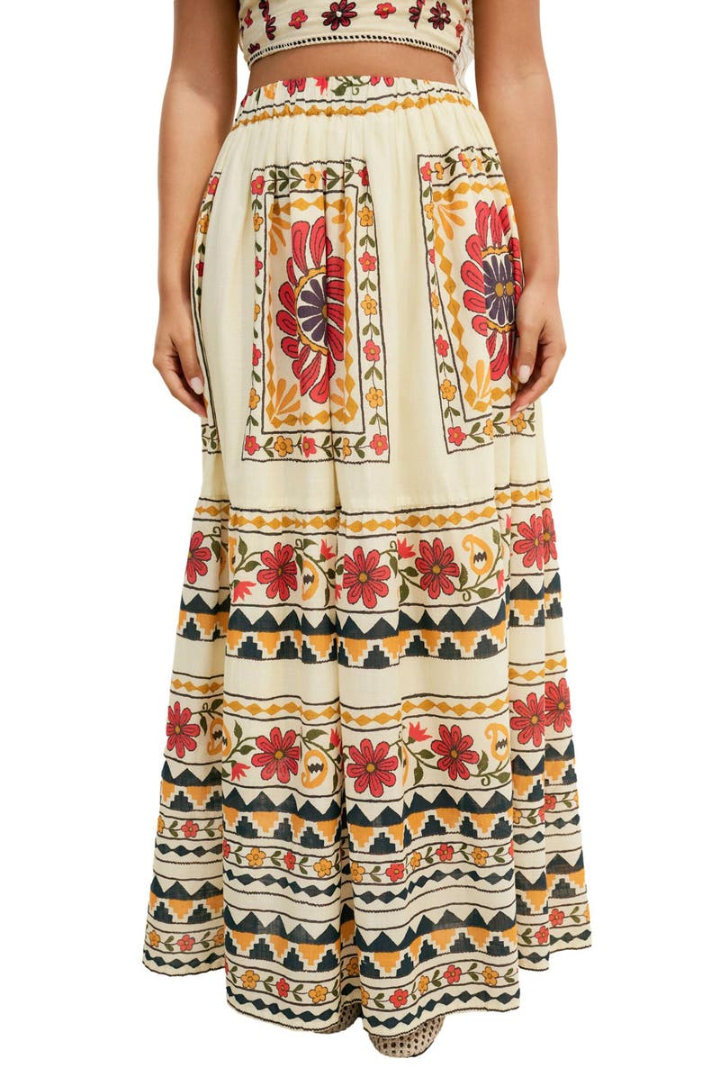NEXT Floral Cotton Maxi Skirt, Main, color, Neutral Multi