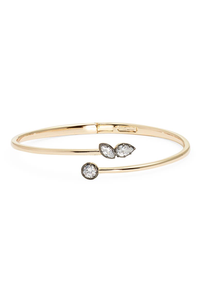 Georgian Cubic Zirconia Cuff Bracelet, Main, color, CLEAR- BLACK- GOLD