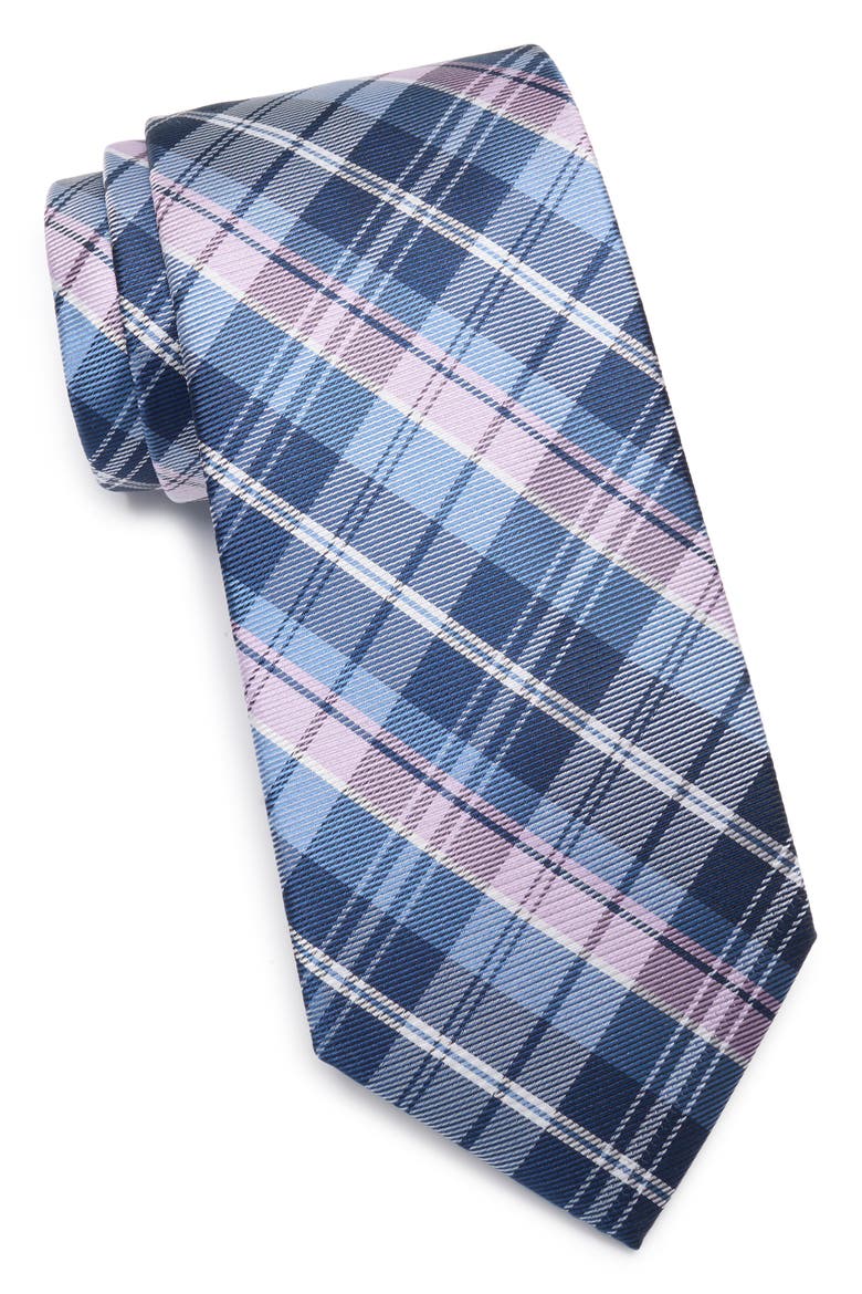 Costa Plaid Tie, Main, color, NAVY/ PURPLE