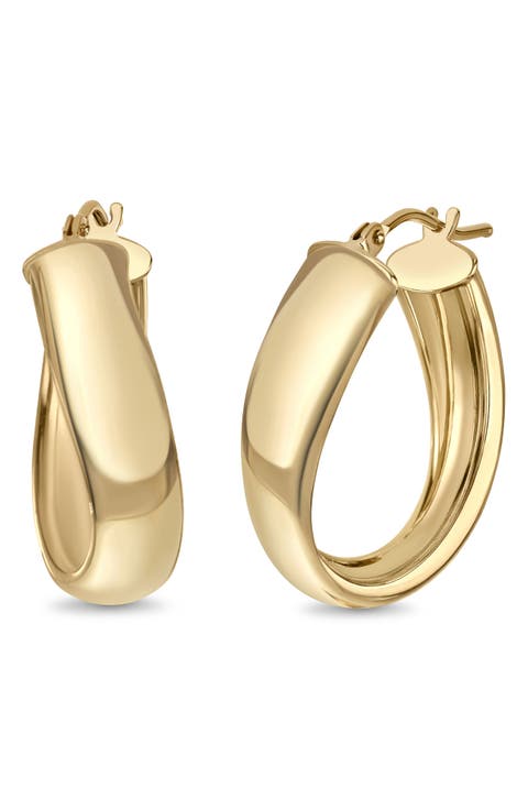 14K Gold Twist Hoop Earrings