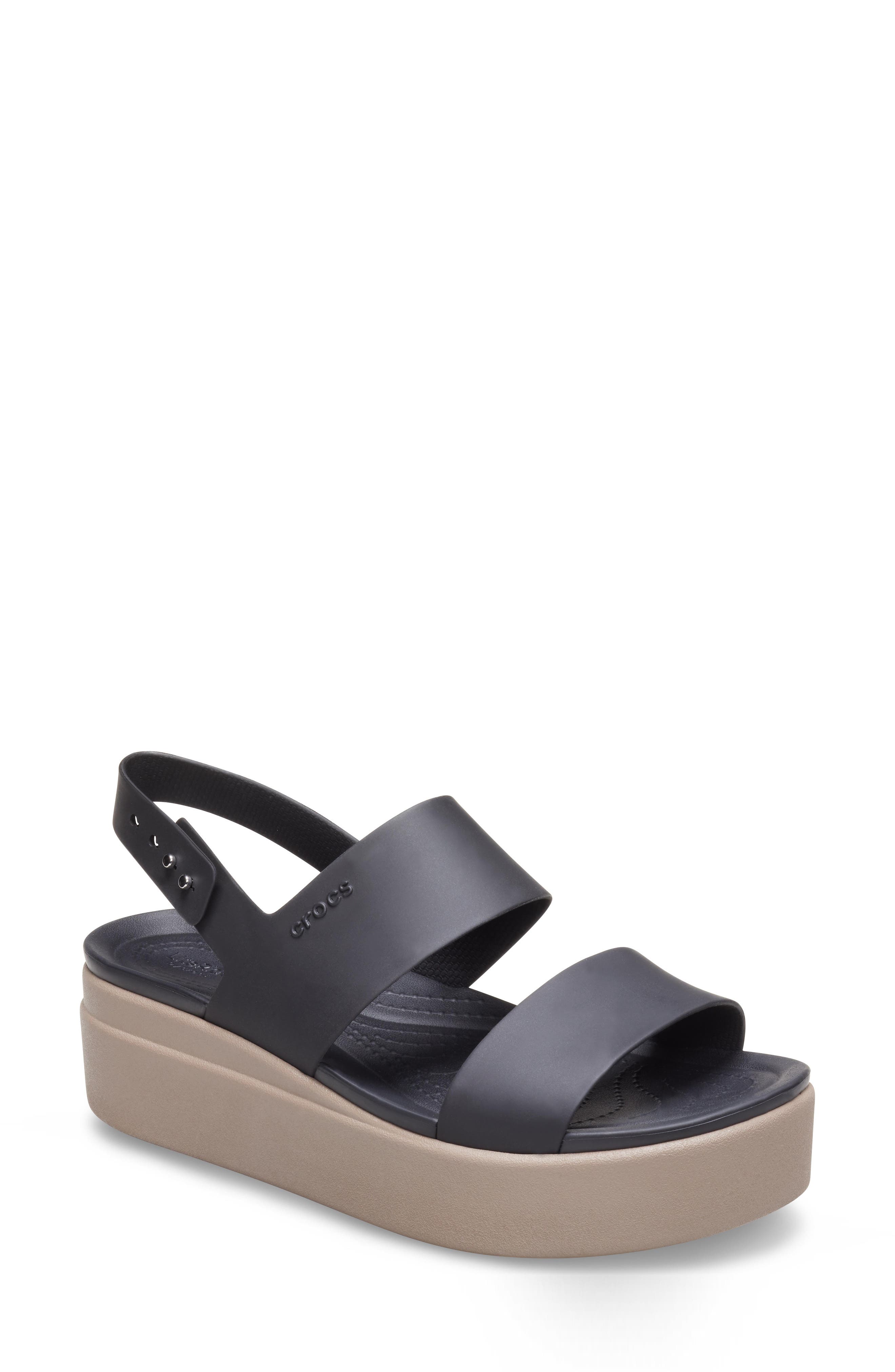 Brooklyn Wedge Sandal, Main, color, BLACK/ MUSHROOM