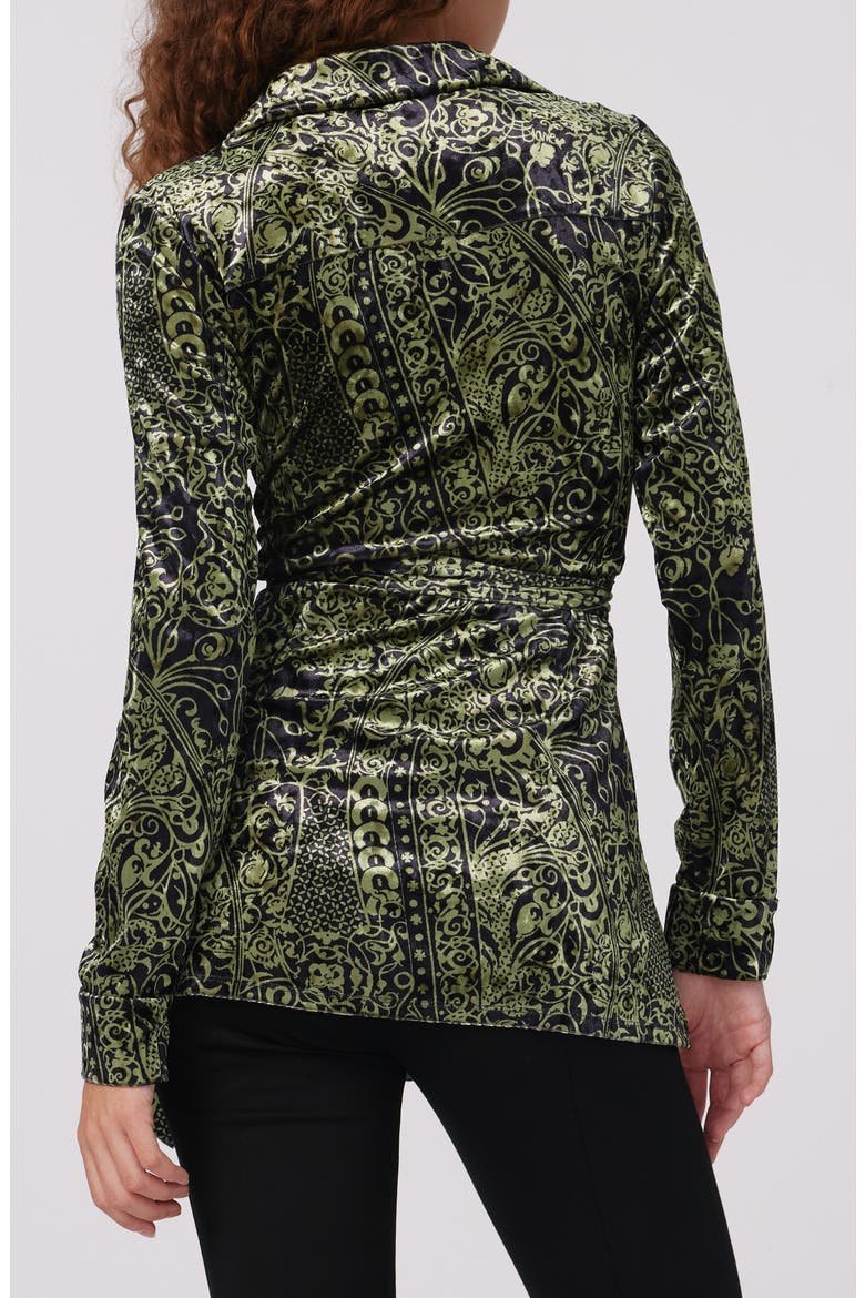 Lagarde Paisley Velvet Wrap Front Top, Alternate, color, LACED UP