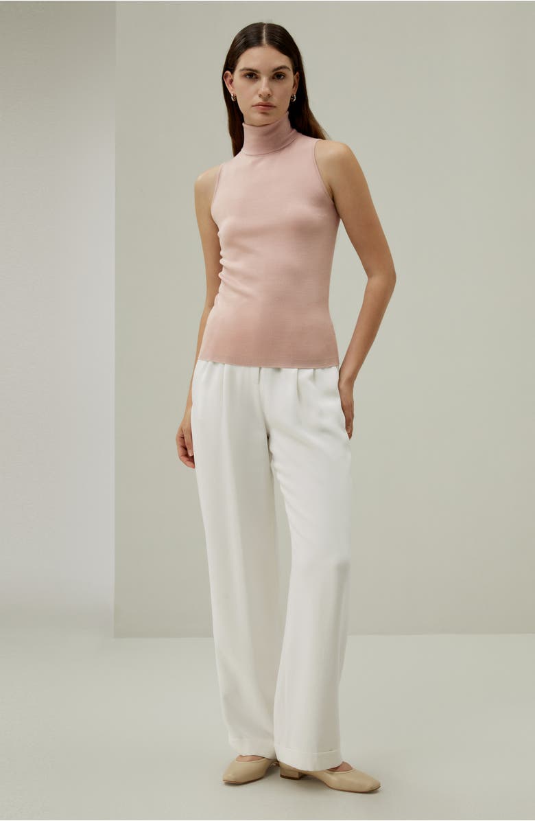 Lilysilk Minimalist Sleeveless Turtleneck Top, Alternate, color, Pink