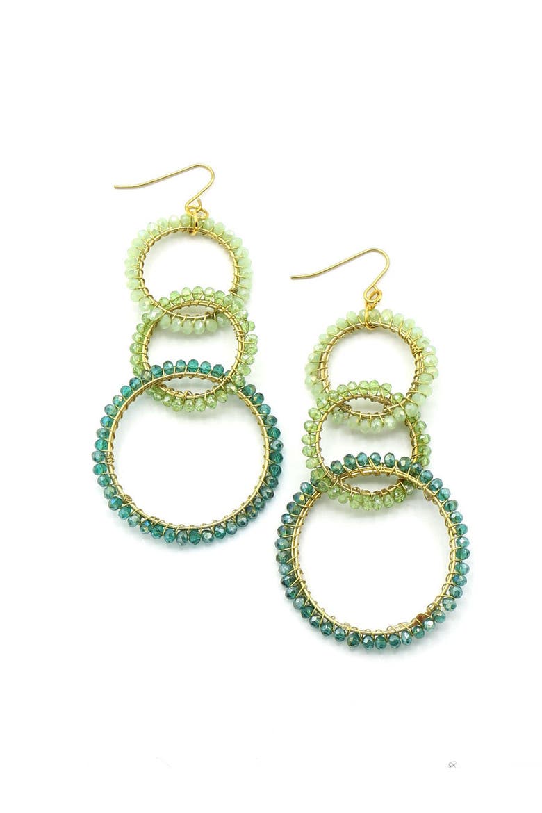 Faraway Fields Sparkle Earrings, Main, color, Green