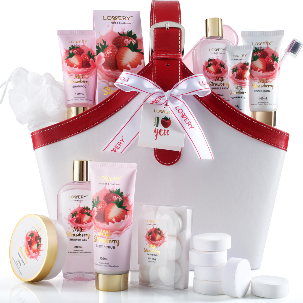 Lovery Strawberry Milk Scented Bath Set In Strawberry Milk
