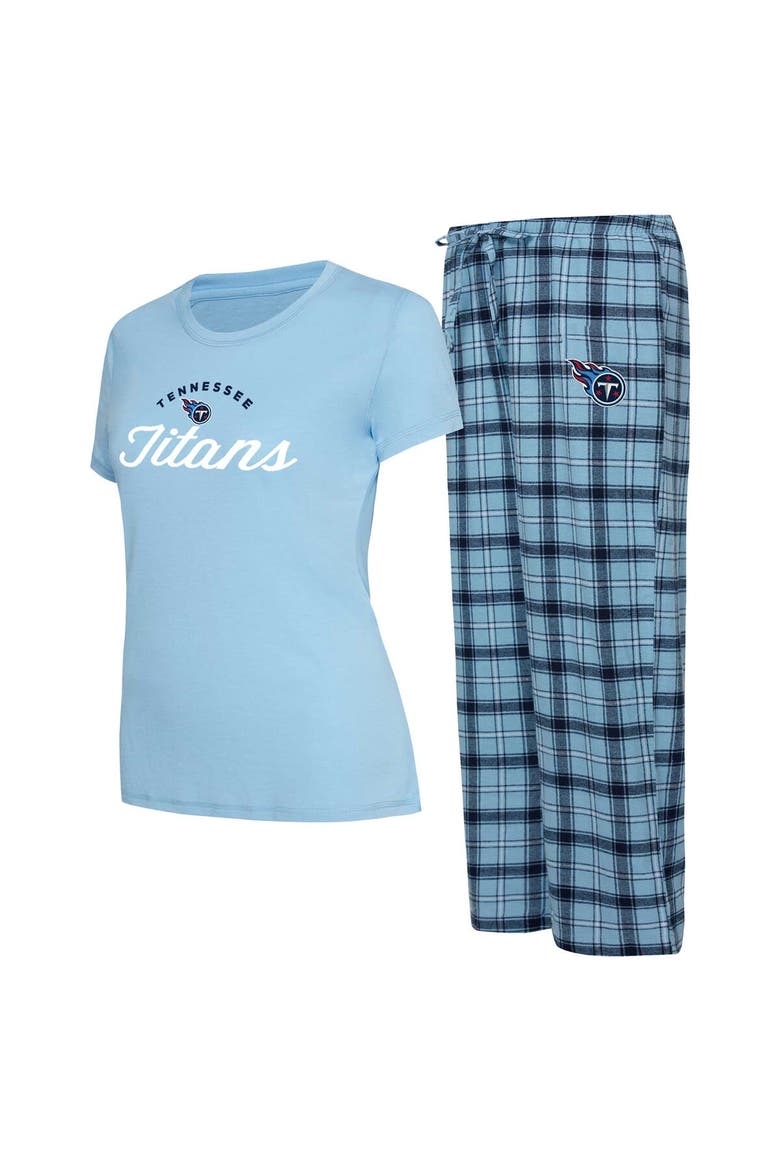 Women's Concepts Sport Light Blue/Navy Tennessee Titans Arctic T-Shirt & Flannel Pants Sleep Set, Main, color, Light Blue