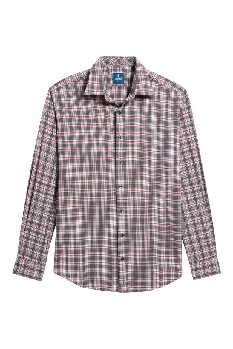 Lane Plaid Long Sleeve Button Down Shirt, Alternate, color, THUNDER