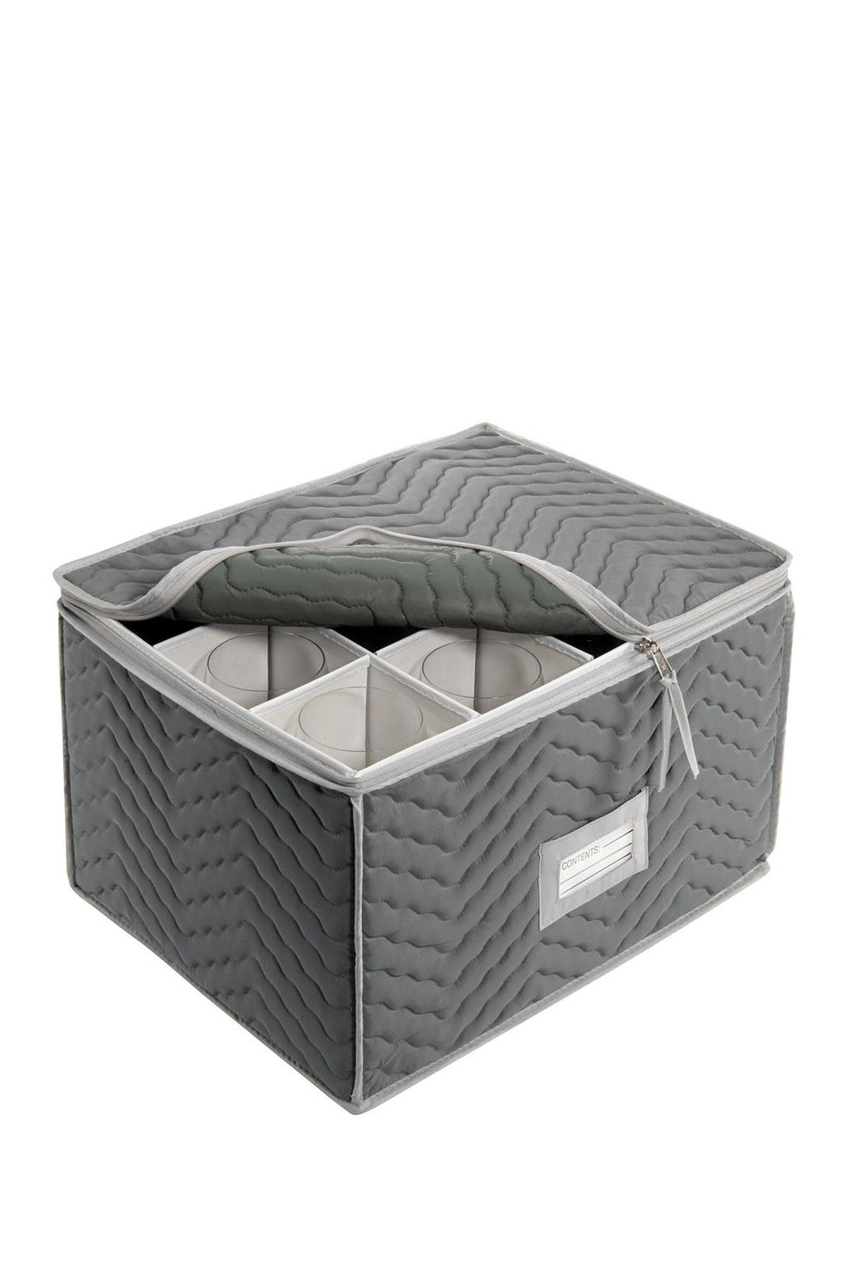 RICHARDS HOMEWARES Deluxe Grey Microfiber Stemware Chest, Main, color, 