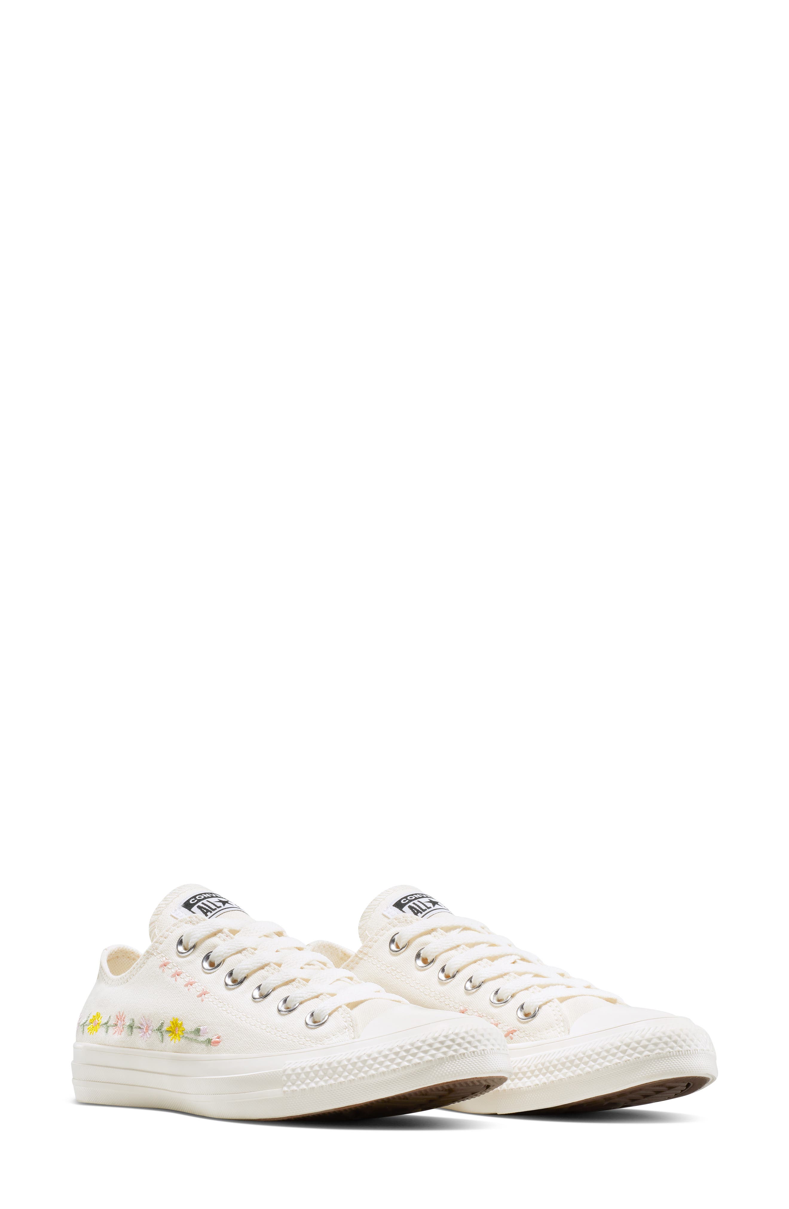 Gender Inclusive Chuck Taylor® All Star® Ox Embroidered Low Top Sneaker, Alternate, color, EGRET/ FOOTHILL GREEN