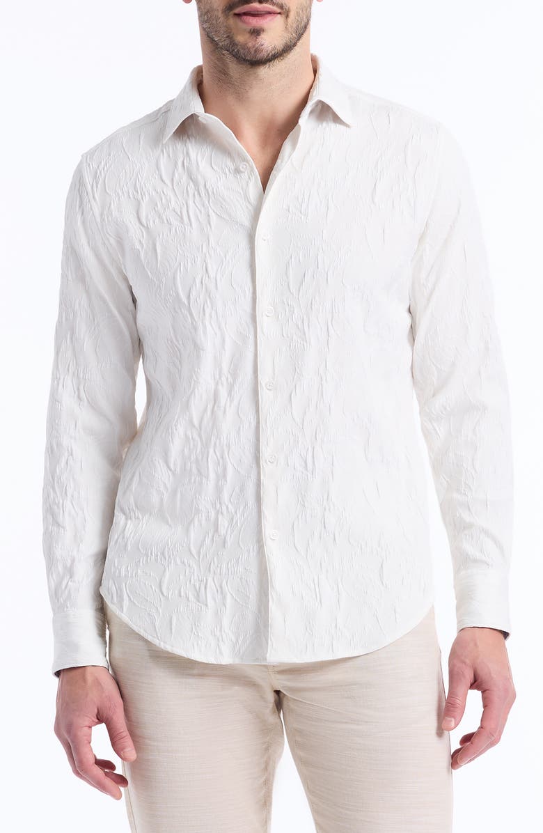 Robert Graham Eucalyptus Texture Button-Up Shirt, Main, color, White