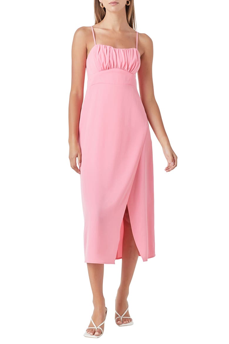 Ruched Bust Midi Dress, Main, color, PINK