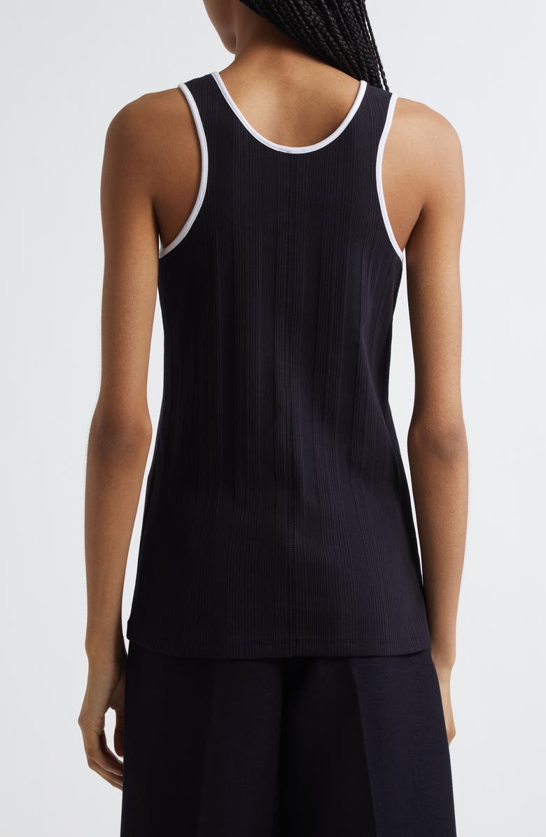 MM by Max Mara Sax Embroidered Logo Cotton Blend Tank, Alternate, color, Navy