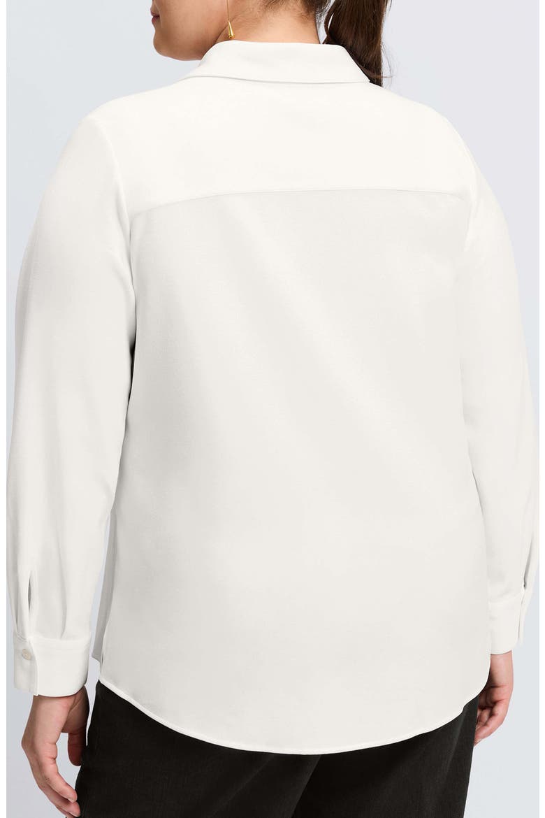 Mary Crepe Knit Button-Up Shirt, Alternate, color, ECRU