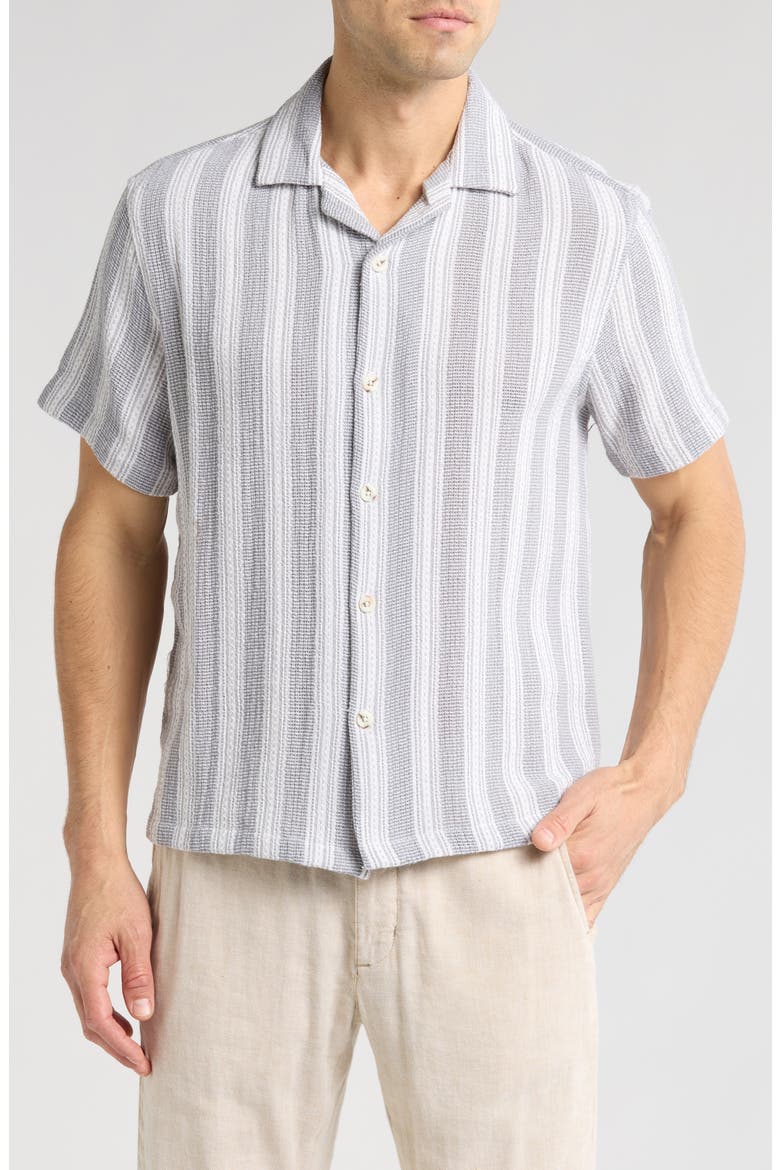 Stripe Textured Camp Shirt, Main, color, GRAY