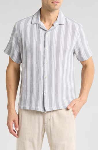 DENIM AND FLOWER Stripe Textured Camp Shirt