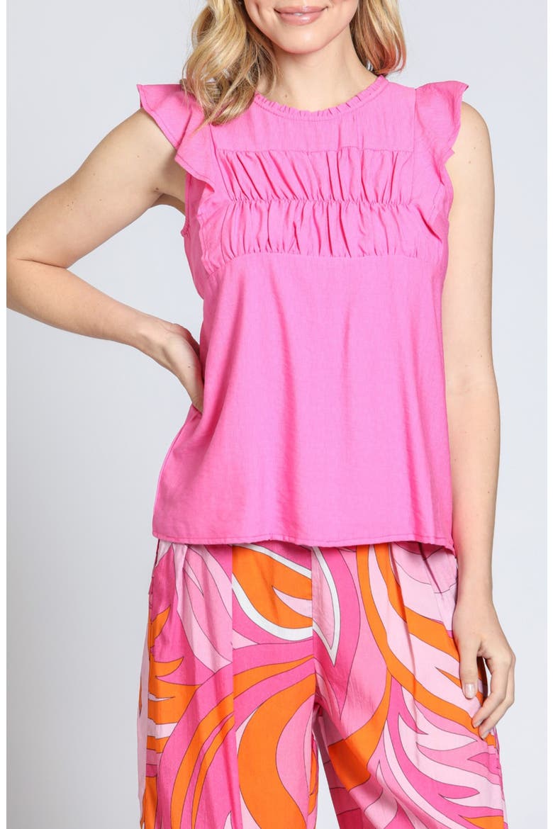 Smocked Flutter Sleeve Top, Main, color, PINK